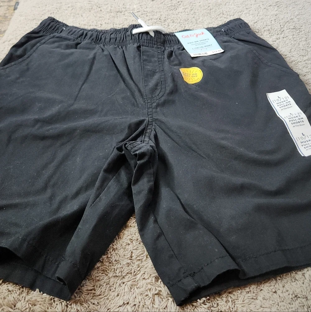 Boys' Pull-On Woven Shorts - Cat & Jack Black/Black L Husky